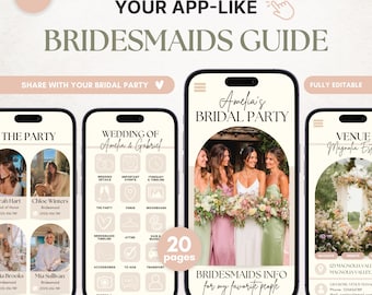 Bridal Party Guide: Wedding Details & Timeline, Bridesmaid Template (Canva)
