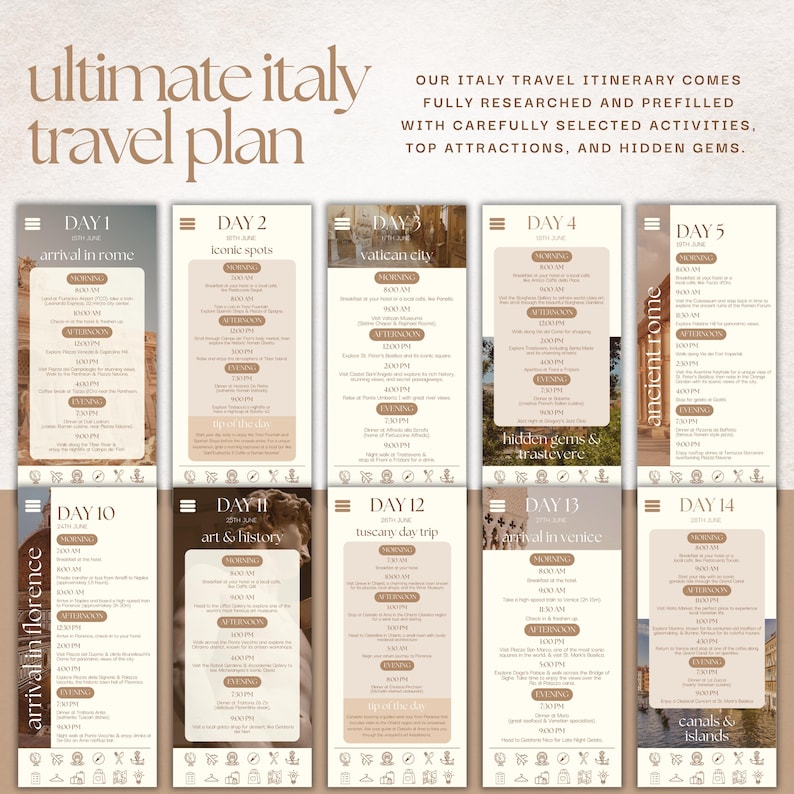 Itinerary Template
Weekend Itinerary
Travel Itinerary
Travel Guide
Travel Organizer
Travel Planner
Travel Social Media
Holiday Planner
Trip Itinerary Italy
Travel Agent Marketing
Vacation Planner
Canva Templates
Digital Itinerary