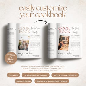 Printable Family Cookbook Template: Digital & Custom Recipe E-book (Homemade Printable Recipes, Canva)