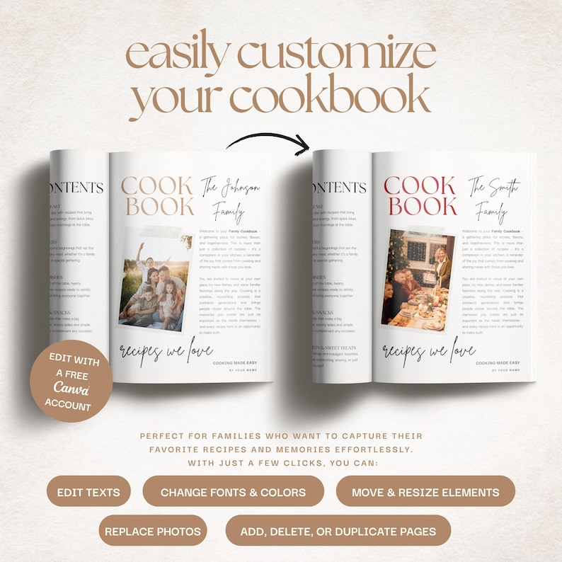 Printable Family Cookbook Template: Digital & Custom Recipe E-book ...