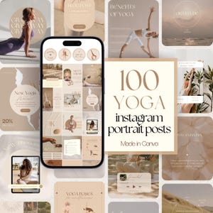 Yoga Instagram Post Templates: Wellness Studio Social Media, Story Highlights (Canva)