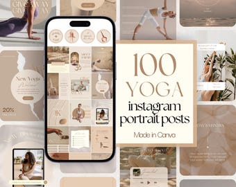 Yoga Instagram Post Templates: Wellness Studio Social Media, Story Highlights (Canva)