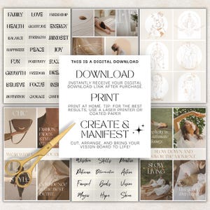 Vision Board Kit: Printable Goal Setting and Manifestation Planner (Affirmations, Words & Positive Quotes)