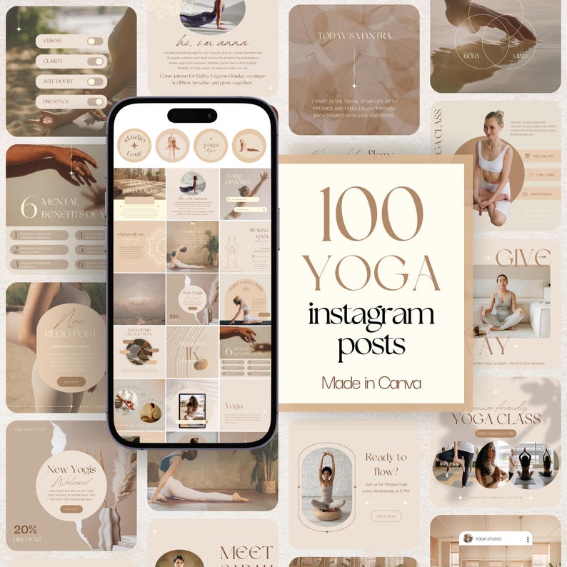 Yoga Instagram Post Templates: Wellness & Yoga Instructor Social Media ...