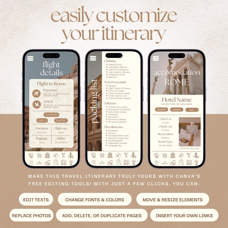 Itinerary Template
Weekend Itinerary
Travel Itinerary
Travel Guide
Travel Organizer
Travel Planner
Travel Social Media
Holiday Planner
Trip Itinerary Italy
Travel Agent Marketing
Vacation Planner
Canva Templates
Digital Itinerary