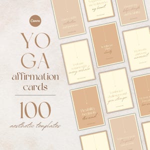 Schede di affermazione yoga, modello Canva, mazzo di manifestazione, citazioni e richieste modificabili, affermazioni positive di guarigione stampabili, studio di yoga