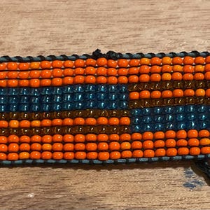 Handmade Orange and Blue Beaded Bracelet