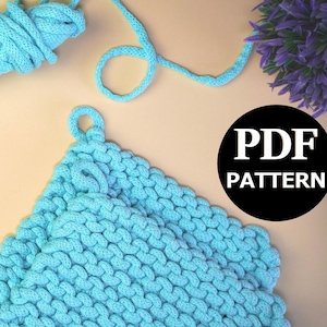 Easy Garter Stitch Pot Holder Knitting Pattern Complete Beginner Friendly, Chunky Pot Holder Knitting Pattern with Tutorial and Pictures