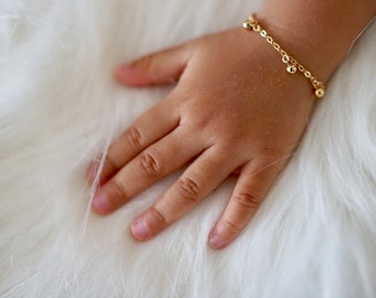 Gold Baby Bracelet || Nova Bracelet || Gold Filled Orb Charm Bracelet || Toddler Bracelet with Ball Drops || Boho Bracelet For Baby Girl