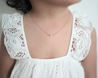 Pearl Baby Necklace | 14k Gold Fill Kids Necklace | Baptism Necklace | Baby Jewelry | Kids Pearl Necklace | Flower Girl Necklace