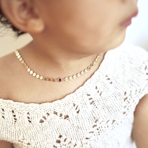 Baby Necklace Kids Necklace in 14k Gold Fill Kids Birthstone Necklace Baptism Necklace Flower Girl Necklace image 5