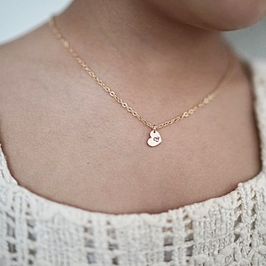 Gold Kids Necklace | Initial Heart Charm in 14k Gold Fill | Initial Necklace | Flower Girl Necklace | Heart Charm Necklace | Name Necklace