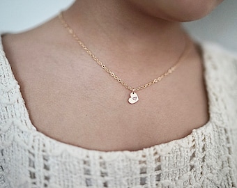 Gold Kids Necklace | Initial Heart Charm in 14k Gold Fill | Initial Necklace | Flower Girl Necklace | Heart Charm Necklace | Name Necklace