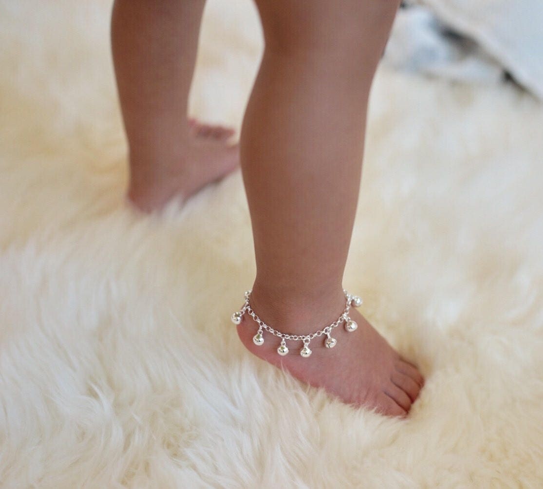 CUTE SET 2 Baby Anklets with Bells Adj Size 22K 24K Gold GP Thai Bracelet  GT69 | eBay