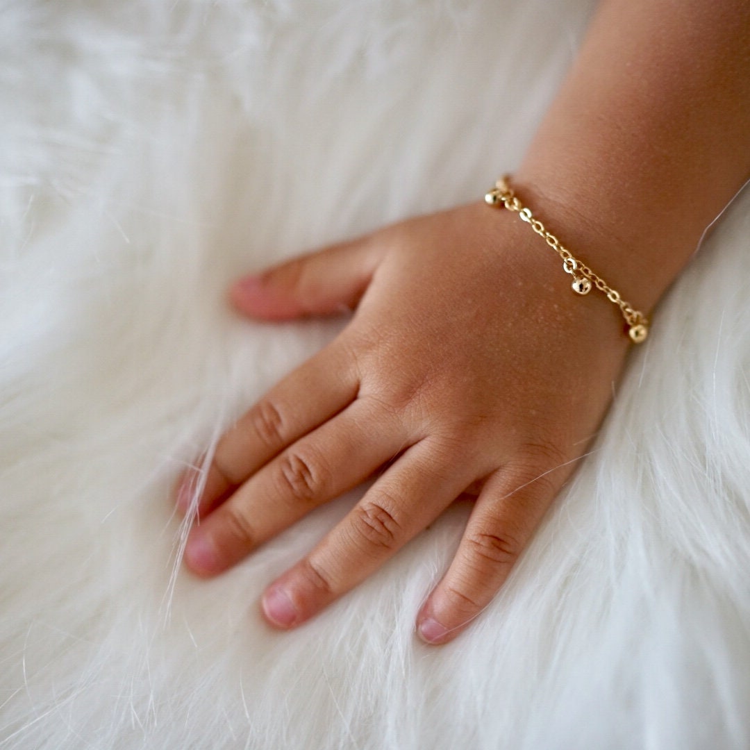 18K Yellow Gold Small Baby bracelet, Birthday gift ideas for Babies,  Engraved | eBay