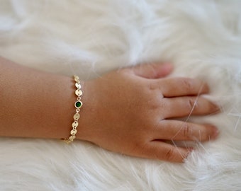 Baby Bracelet 14K Gold Fill | Birthstone Bracelet | Kids Bracelet | Girls Birthstone Bracelet | Baptism Bracelet | Baby Jewelry DanitaApple