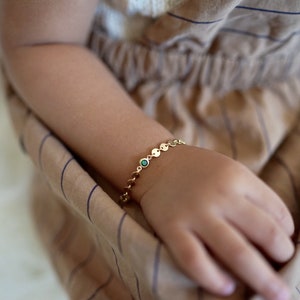 Baby Bracelet 14K Gold Fill Birthstone Bracelet Kids Bracelet Girls Birthstone Bracelet Baptism Bracelet Baby Jewelry DanitaApple image 2