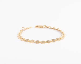 Gold Sequin Baby Bracelet in 14k Gold Fill || Newborn Bracelet 14k Gold Filled || Plain Gold Bracelet || Danita Apple Jewelry