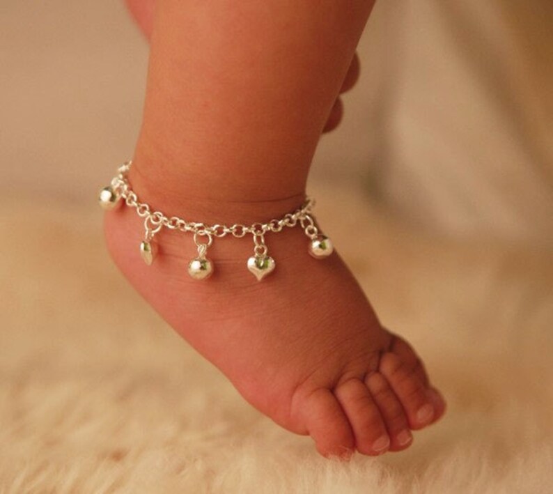 Jingle Bells & Hearts Anklet Baby Anklet Boho Baby Etsy
