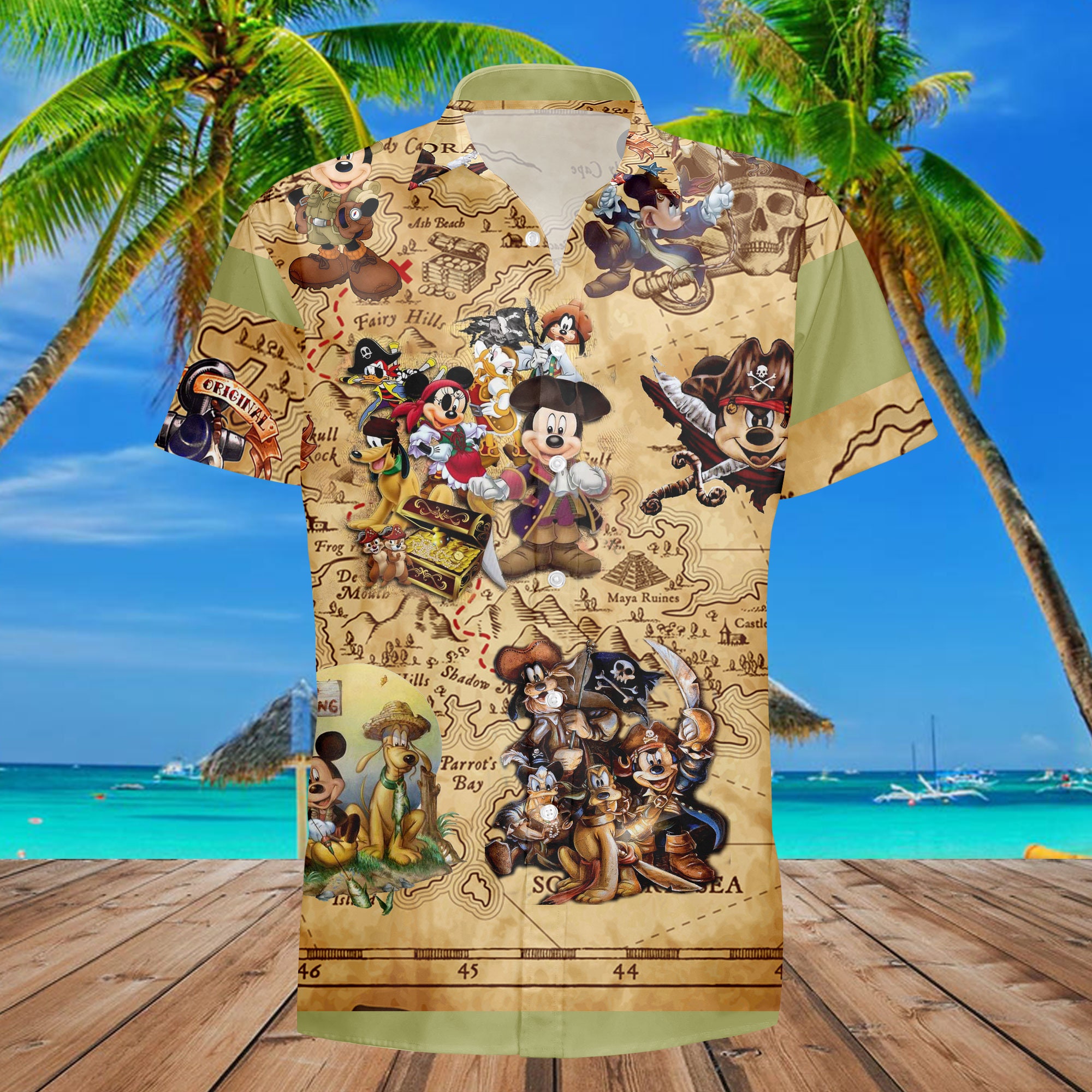 Mickey Treasure Hunting Hawaiian Shirt Mickey Treasure Hunting Hawaiian Shirt