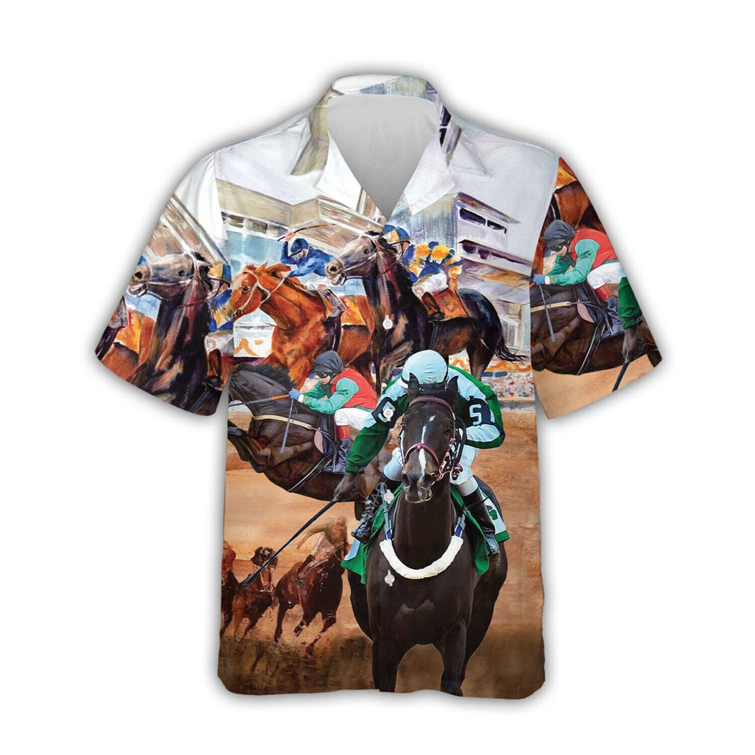 Horse Racing Hawaiian Shirt Horse Racing Gift Horse Racing Etsy