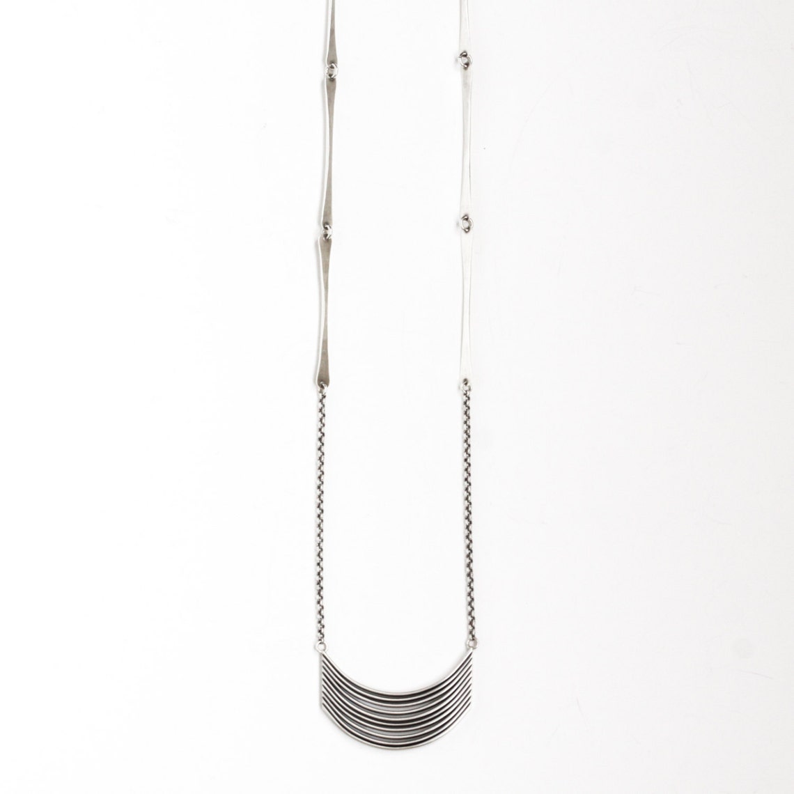 Long Boho Style Sterling Silver Necklace With a Unique Pendant Etsy