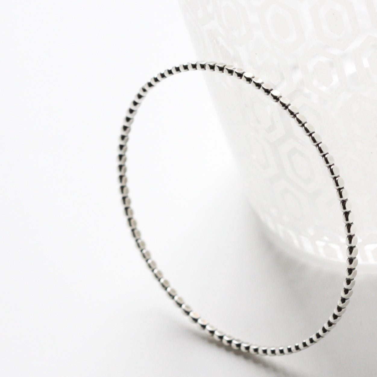 One Bangle Modern Bracelet Design of Flattened Beaded Wire