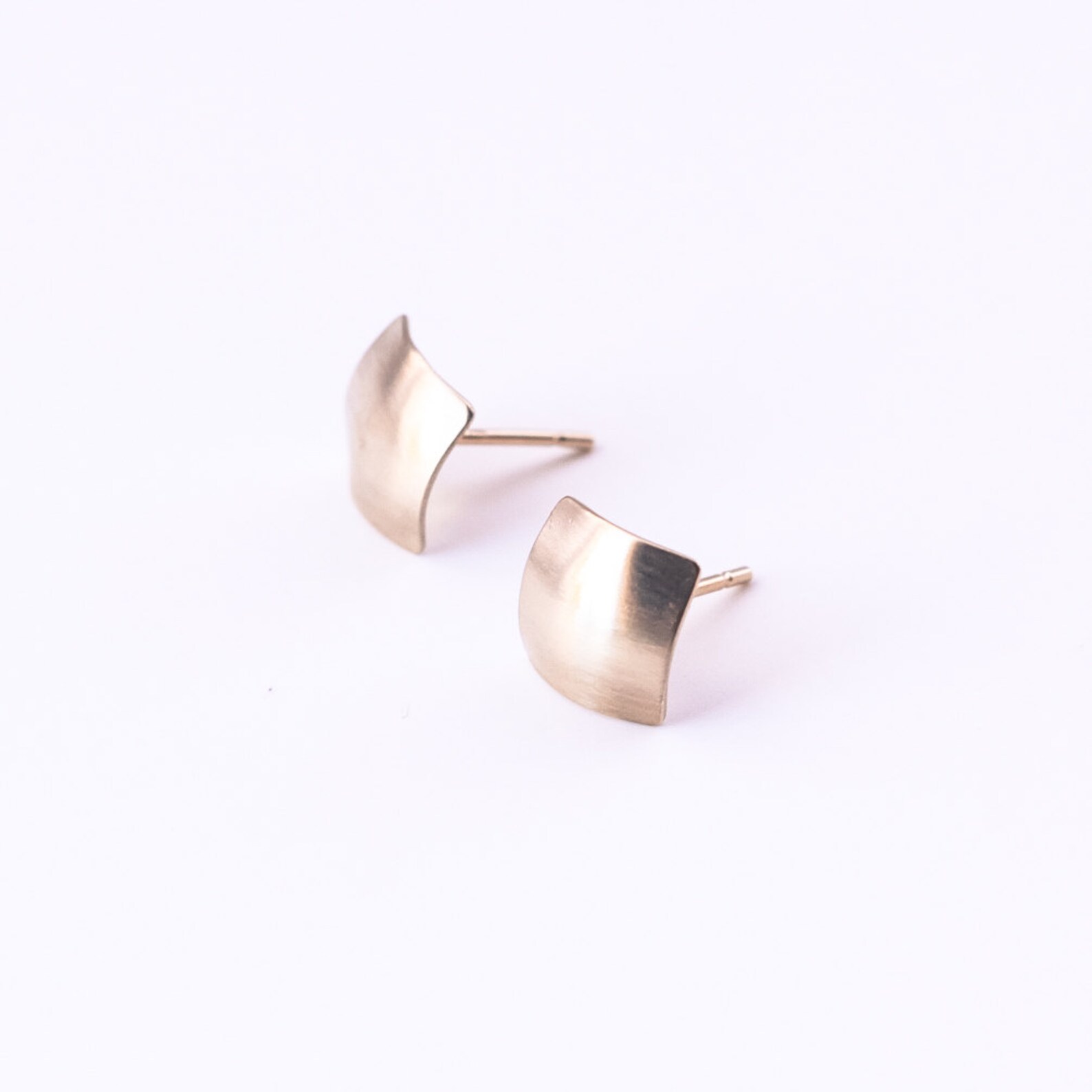 Solid 14K Yellow Gold Studs Small but Striking Design of a - Etsy
