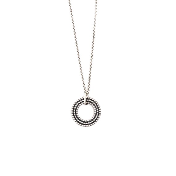 Chic Silver Necklace Edgy Design of 3 Separate Beaded Wire