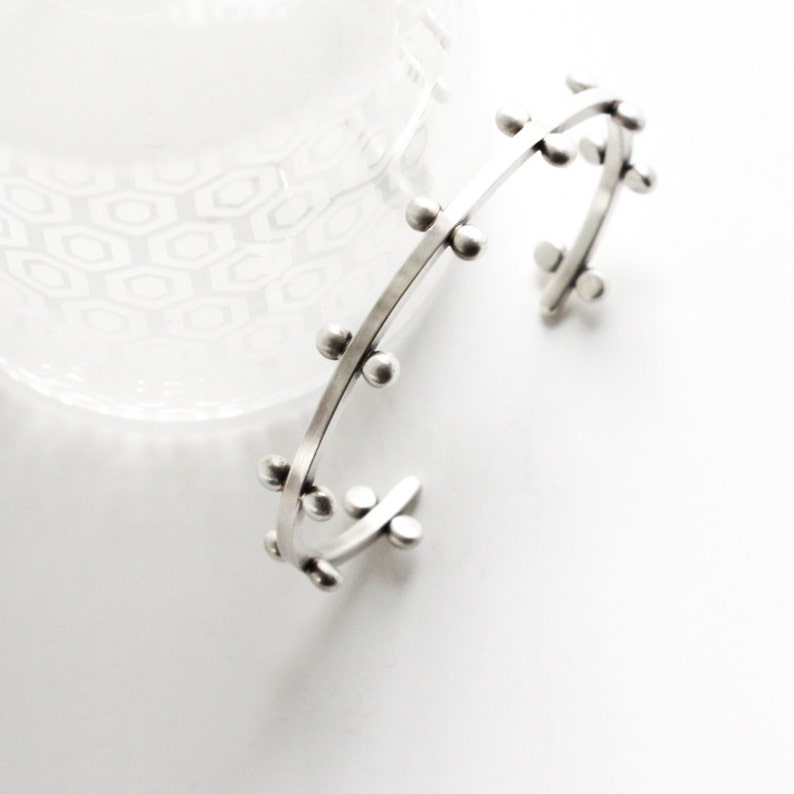 Square silver wire cuff bracelet embellished with argentium Etsy