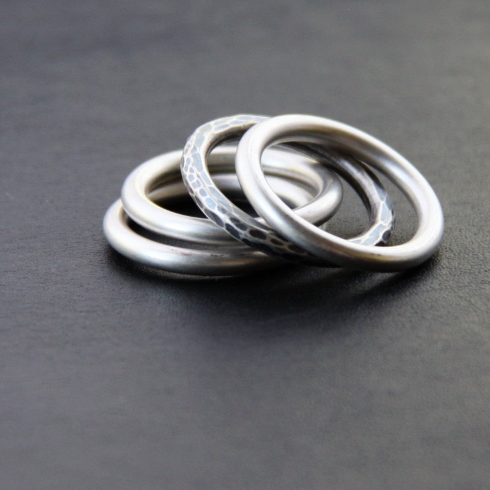 Set of 4 Silver Stacking Rings Custom Made per Order in Any Etsy