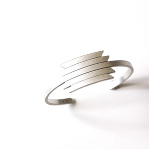 Moroccan inspired geometric silver cuff bracelet, a modern spin on ancient patterns resulting in a very sleek design - "Lantern Cuff"