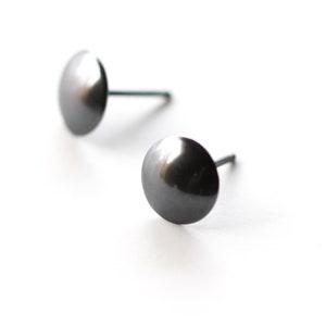 Round sterling silver studs oxidized to a dark black finish for an edgy and modern look for everyday wear Emerson Earrings image 4