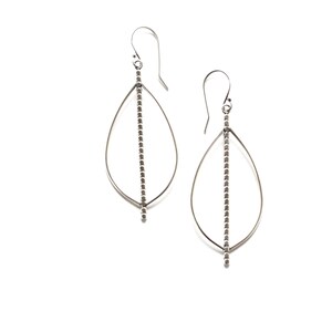 Sculptural and musical earrings constructed of curves embracing a line of flat beaded wire, lightweight design Acoustic Drop Earrings image 2