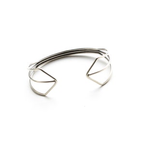 Geometric bracelet designed with angles and lines, its open shape allows for incredible comfort and striking visual appearance Kite Cuff image 6