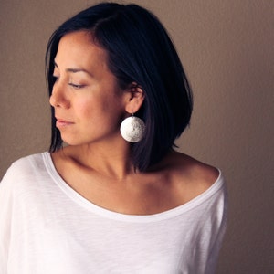 Cultural silver earrings, bold round silver dangles with an intricate pattern and earthy feel, travel inspired - "Silver Mandala Earrings"