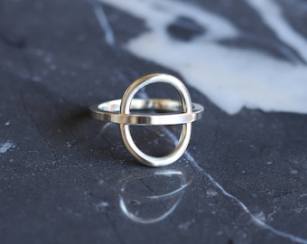 Sculptural and airy sterling silver ring, a super sleek and streamlined minimalist design - "Acoustic Ring"