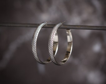 ON SALE this week - Edgy and eye-catching sterling silver hoops, unique twist on the classic hoop - "Salma Hoops - Small"