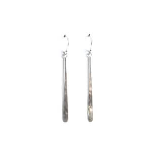 Medium length sterling silver dangle earrings, hammered by hand into an organic whimsical stem-like design - "Stems Earrings - Small"