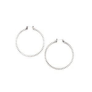 Chic alternative to the classic hoop earring, a sleek design of flattened beaded silver wire and flip top earwires - "Reyna Hoops - Small"