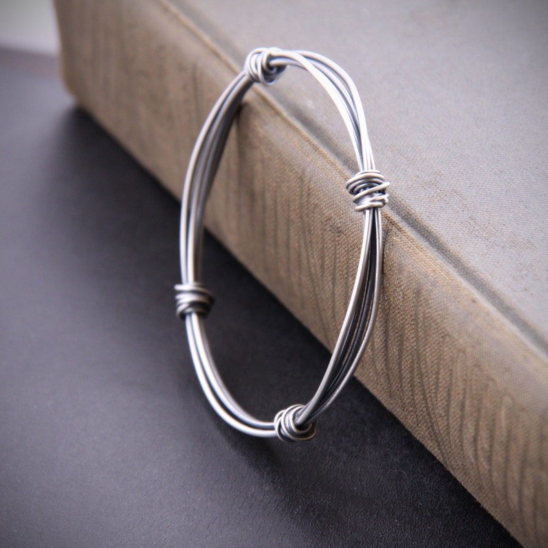 Modern Silver Bangle With a Sleek and Edgy Charcoal Finish - Etsy