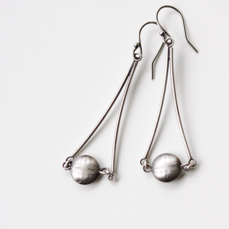 Sleek Lightweight Sterling Earrings With a Focal Point Etsy