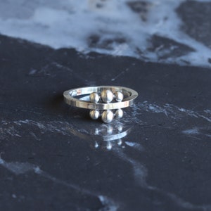 Perfect everyday silver ring, minimalist design of silver bubbles against a square band to create a unique and earthy look - "Remnants Ring"