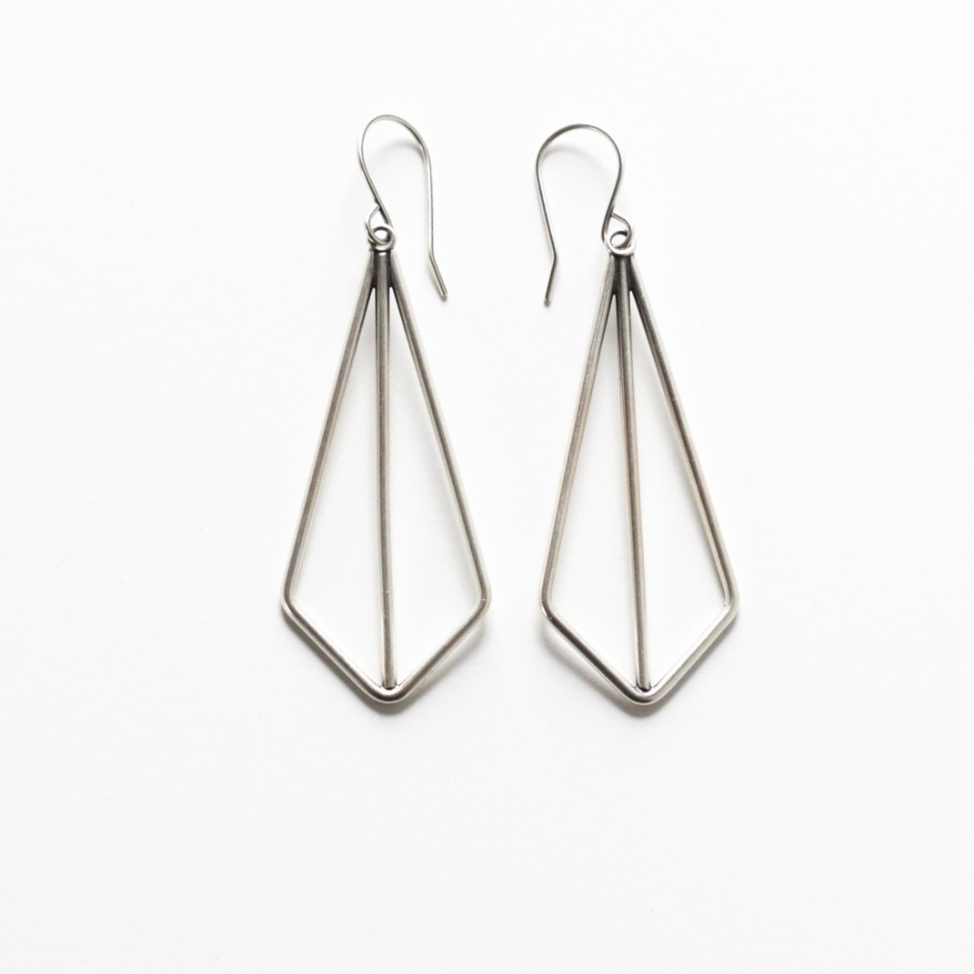 Modern Geometric Earrings of Angles and Lines Handmade of - Etsy