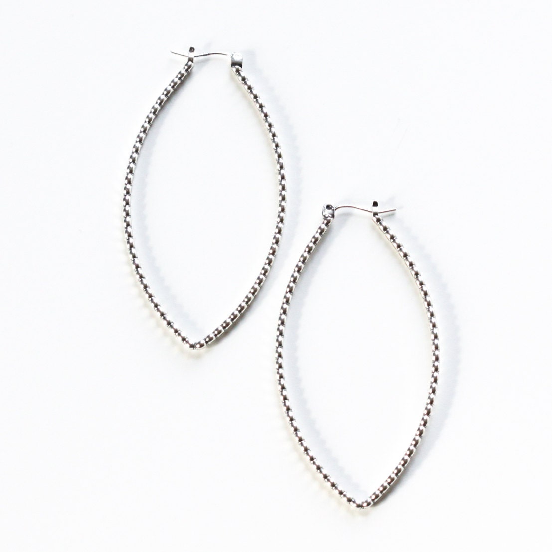 Sturdy Beaded Wire Sterling Silver Hoops With a Twist Modern Etsy