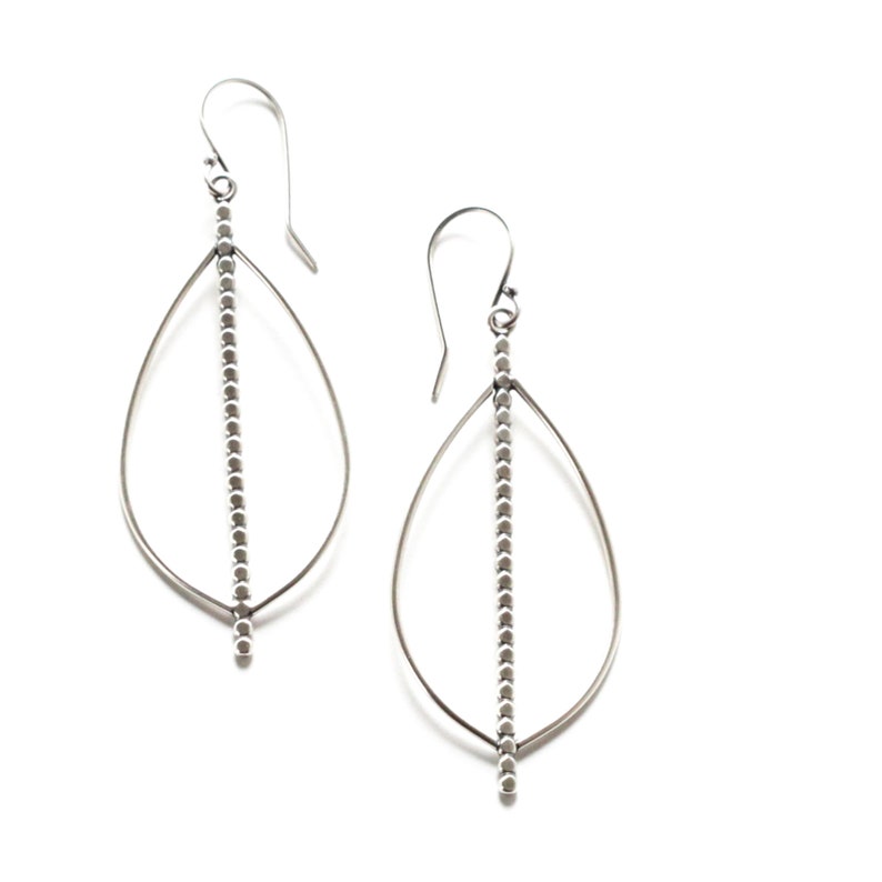 Sculptural and musical earrings constructed of curves embracing a line of flat beaded wire, lightweight design Acoustic Drop Earrings image 6