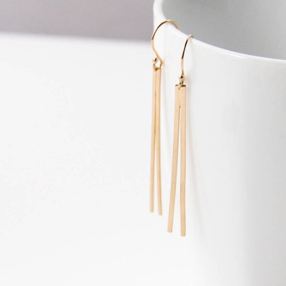 Solid 14K Gold Earrings, Sleek Modern and Lightweight Design of