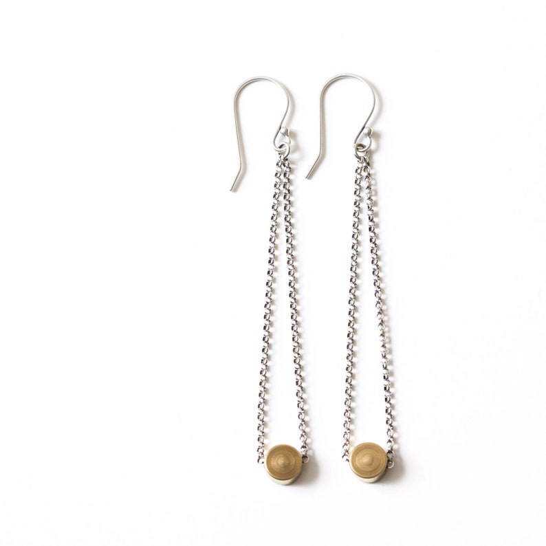 Long Brass and Sterling Silver Dangles an Edgy and Modern - Etsy