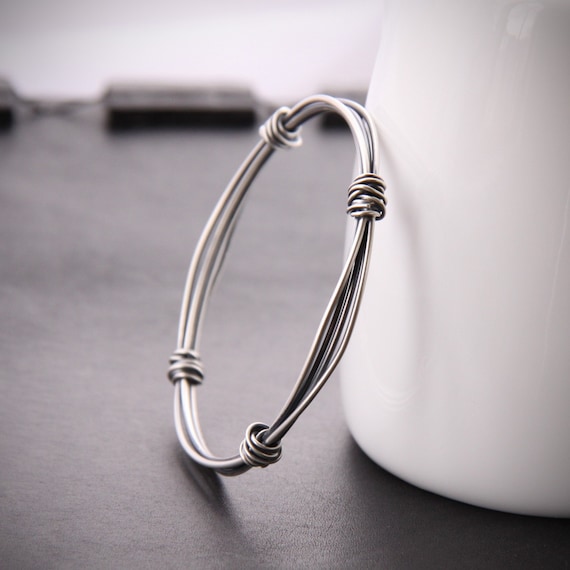 Buy Modern Silver Bangle With a Sleek and Edgy Charcoal Finish