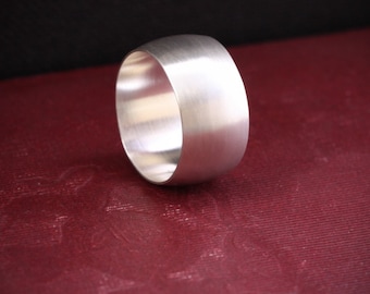 Wide silver ring, modern, simple and trendy design handmade with a low dome band in your size - "Silence Ring"